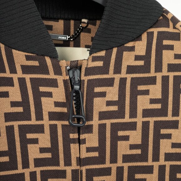 Fendi SS/19 "Mud & Dark Brown" FF-Motif Jersey Oversized Bomber Jacket - Picture 8 of 16
